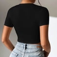 thumbnail image 4 of AherBiu Crop Tops pour Femmes Manches Courtes Col Rond Extensible Slim Serré Sortie Yoga Gym Tops T-Shirts, 4 of 7