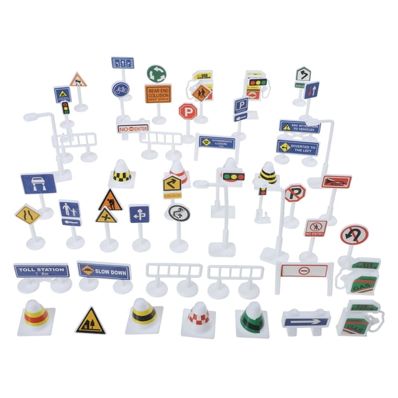 CIMAXIC 2 Set Traffic Signs Model Mini Road Signs Traffic Light Toy Play Traffic Signs,2.36"X0.79"X0.59"