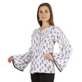 thumbnail image 2 of Moomaya Printed Top Full Sleeve Pleated Rayon Kurta Short Tunic Summer Blouse For Women, 2 of 7