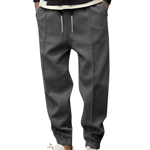 Pants for Men, Mens Fashion Drawstring Elastic Waist Solid Color Casual Sweat Length Pants