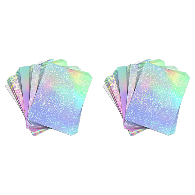 48 Sheets Vinyl Sticker Paper for Inkjet Printer - Printable Glossy Sticker Paper and Holographic Laminate Sheets