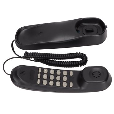Wall Mountable Telephone, Function FSK DTMF Dual System Landline Telephone Battery Free Space Saving For School For Office Black