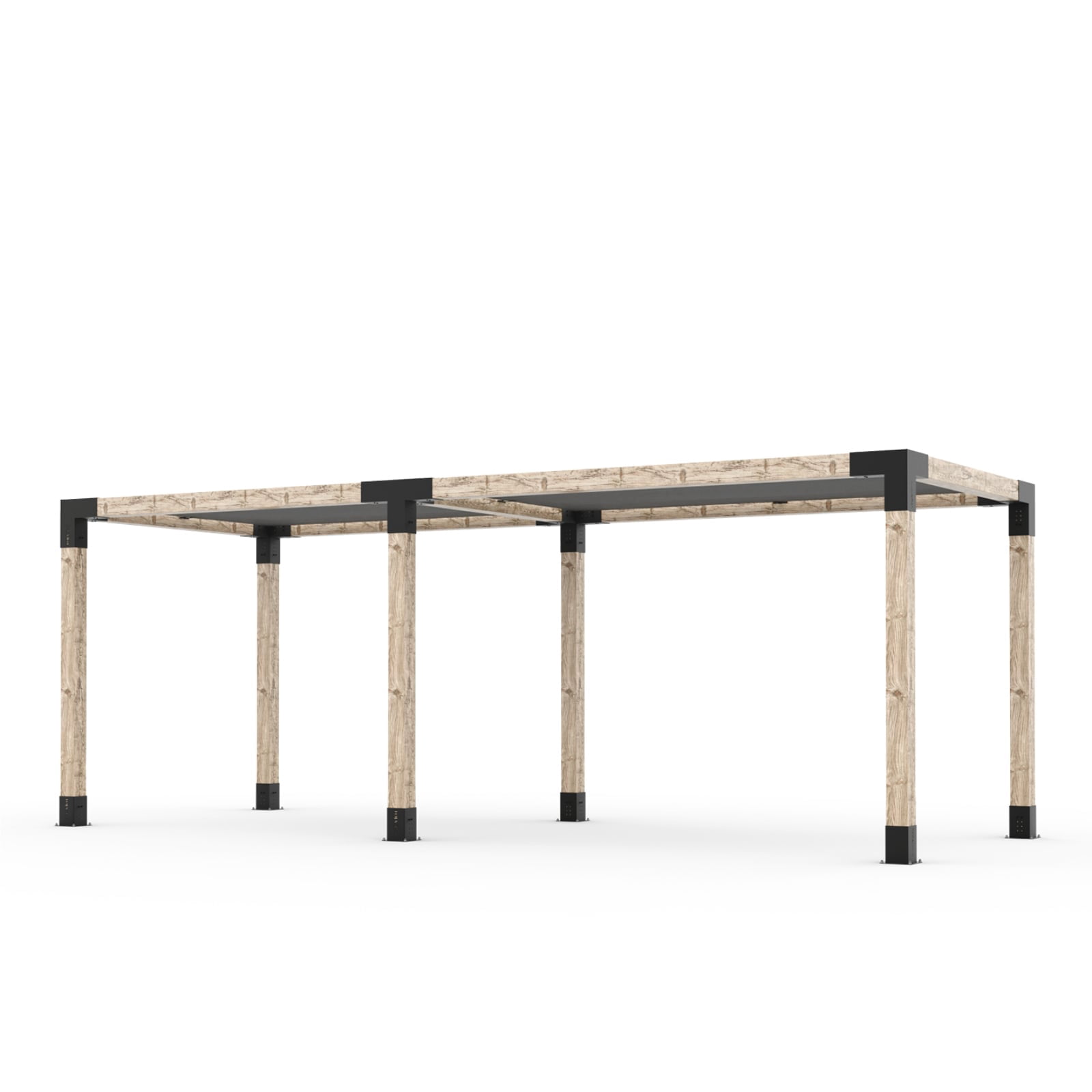 Kit Toja 12' x 22' Double Pergola avec 2 voiles d’ombre pour poteaux en bois 6x6