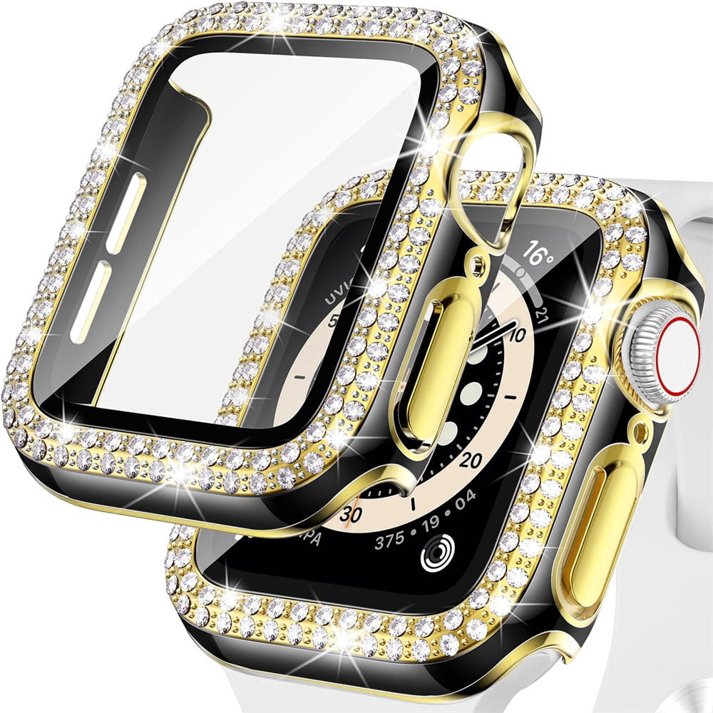 Étui Rigide en PC avec Protecteur d'Écran en Verre Trempé pour Apple Watch SE, Étui de Protection Intégrale pour iWatch 42 mm, Protecteur Bling à Diamants Compatible avec Séries 3 2/1 42 mm