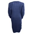 thumbnail image 5 of Women Long Sleeve Knitted Dress Crochet Pattern Solid Ribbed Casual Dress, 5 of 5
