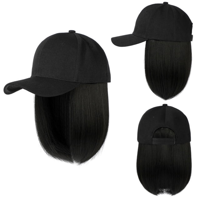 EGNMCR Wigs Human Hair Straight Short Bob Wig Baseball Wig Baseball Cap Hair Wig Hats With Hair Baseball Cap With Hair Extensions For Women Straight Short Bob Wig the bands