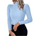 thumbnail image 3 of QATAINLAV Light Blue Turtleneck Sweaters for Women Slim Fitted Long Sleeve Pullover Ribbed Knit Basic Thermal Sweater Tops, 3 of 9