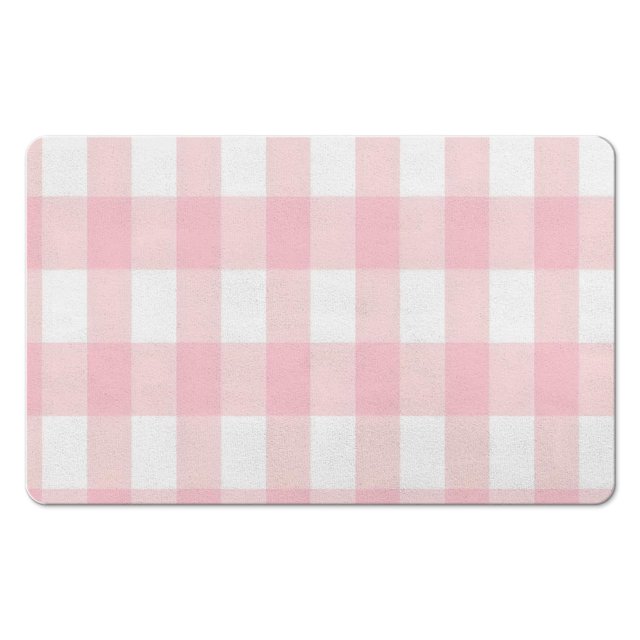 Luxury Checkered Grid Bathroom Rug, 20x32 in Classic Checkerboard Extra Soft and Absorbent Microfiber Bath Rugs, Non-Slip Bath Carpet for Bathroom Floor