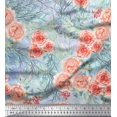 thumbnail image 1 of Soimoi Tissu Crêpe polyester Rose Imprimé Feuilles & Roses au Mètre 52 Pouces de Large, 1 of 3