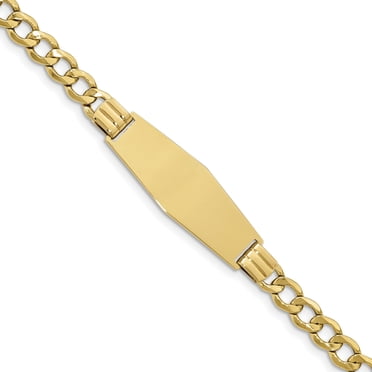 Bracelet Diamond Shape ID à Maillons Gourmette Semi-Souple 14k, Doux, Diamond Shape ID (Poids : 11 Grammes, Longueur : 7 Pouces)