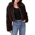thumbnail image 2 of Mceream Women's Faux Fur Cropped Coat Open Front Fluffy Cardigan Zip Up Shaggy Short Jacket Warm Elegant Crop Outerwear Plus Size Winter Outwear Chaqueta Acolchada Para Mujer Coffee S, 2 of 4