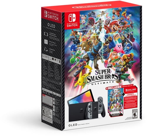 Nintendo Switch OLED Model: Super Smash Bros. Ultimate Bundle (Full Game Download + 3 Mo. Nintendo Switch Online Membership Included)