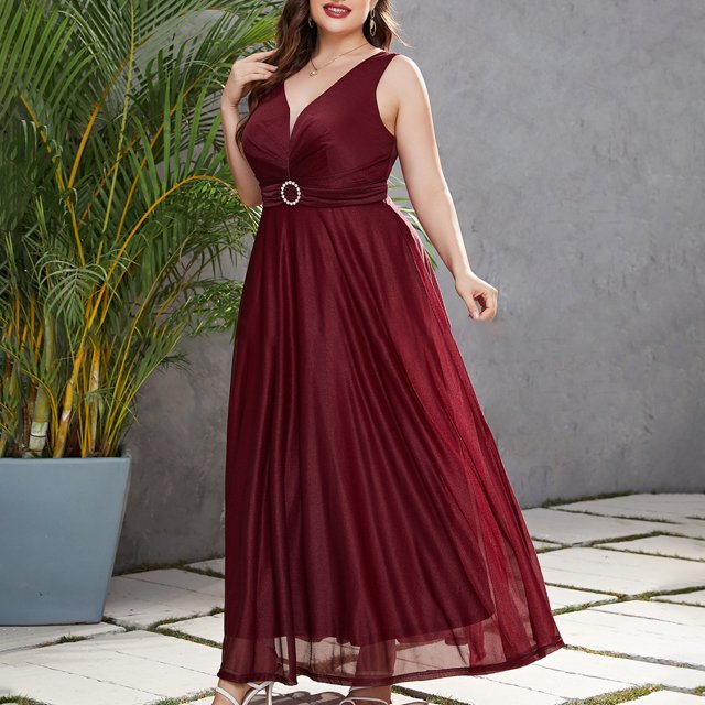 Ovzne Robes d'Été pour Femmes 2025 Robe de Plage Robe pour Femme Grande Taille Col en V Taille Haute Robe à Paillettes Robe de Printemps Liquidation