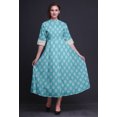 thumbnail image 2 of Bimba Block Printed Front Slit Sleeveless Summer Spring Long Women BeachDress-X-Large, 2 of 5