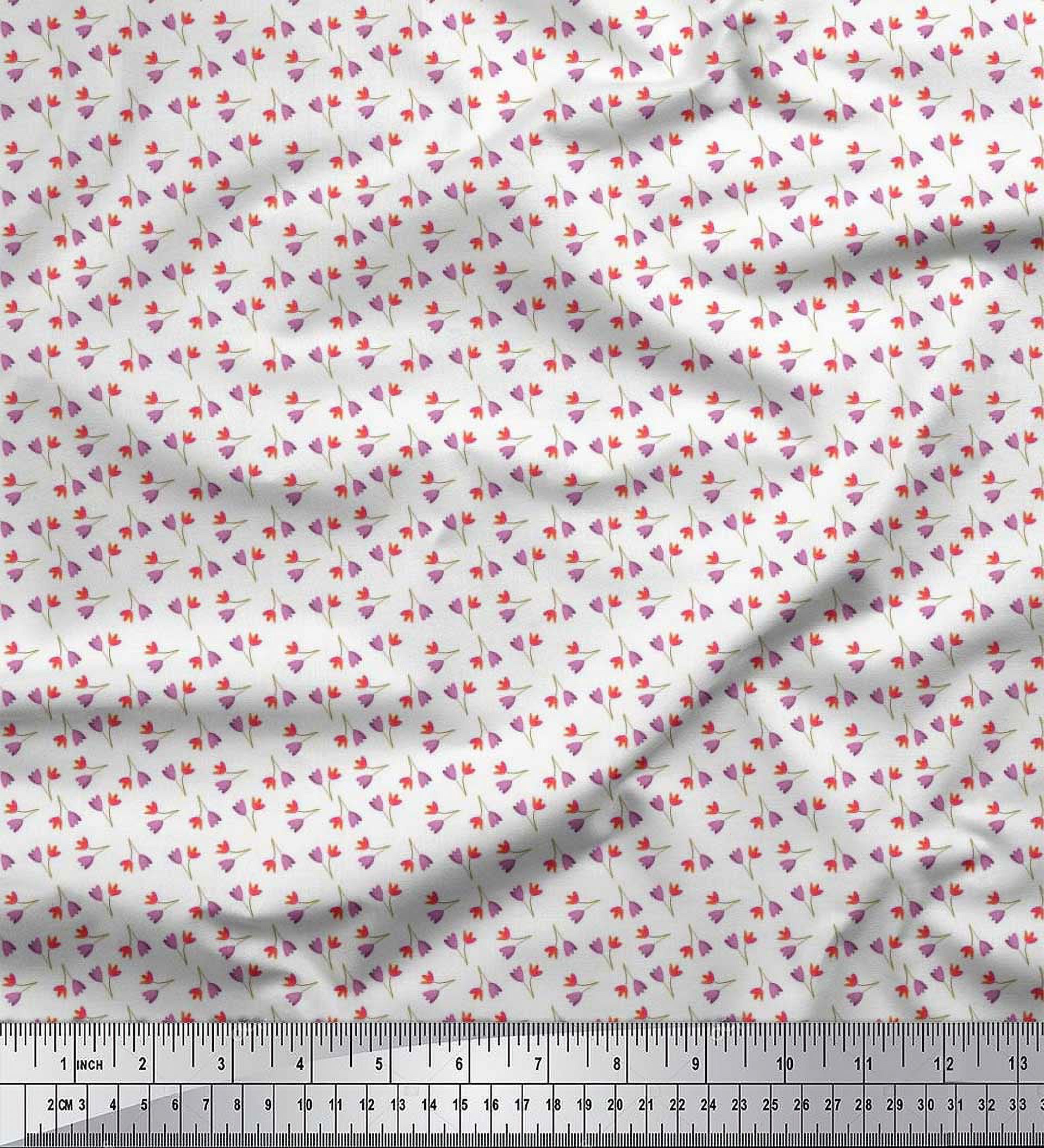 Soimoi Velvet Fabric Flower Artistic Print Fabric by The Yard 58 Inch Wide