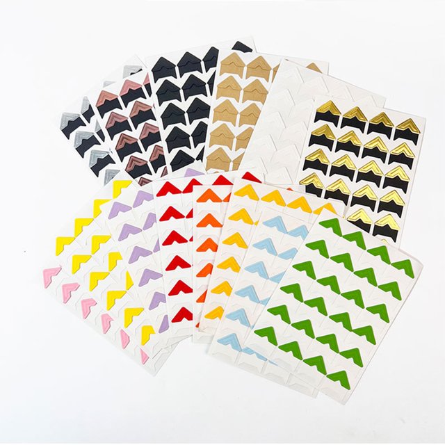 Becaristey 24pieces Smooth Line Vintage Corner Stickers For Scrapbooking Photo Album Making Exquisite Craft golden yellow