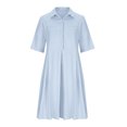 thumbnail image 4 of Yuyuzo Robe en Coton et Lin Grande Taille pour Femmes à Manches Mi-Longues, Chemise-Robe Boutonnée, Robe Midi Évasée, 4 of 6