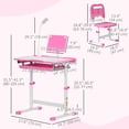 thumbnail image 3 of Qaba Kids Desk and Chair Set Height Adjustable Student Writing Desk, Pink, 3 of 10