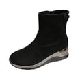 thumbnail image 1 of Women's Slim Suede Wedge Boots, Fall/Winter Style, Comfortable Height Increase, Solid Color, Large Size, Side Zipper, 1 of 9