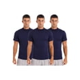 thumbnail image 1 of dPois 3Pcs Men's Fashion Mock Turtleneck Pullover Tops Short Sleeve T-Shirts Basic Slim Fit Solid Color Tees Blue M, 1 of 7