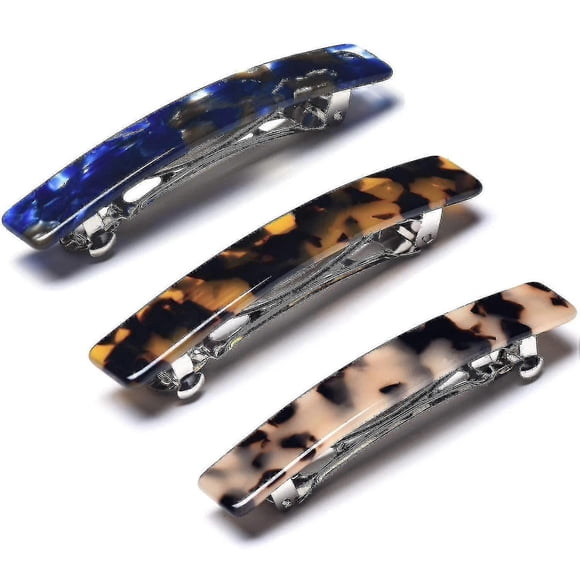 3 Pcs Womens Hair Barrettes Tortoise Shell Cellulose Acetate Barrettes Small French Barrettes For Thin Hair