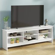 Madesa Media Console TV Stand Entertainment Center with 6 Shelves and Cable Management for 65, 75 Inch Television Living Room and Bedroom Modern Wooden - White