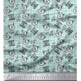 thumbnail image 1 of Soimoi Green Velvet Fabric Coffee & CHill Text Decor Fabric Printed Yard 58 Inch Wide, 1 of 5