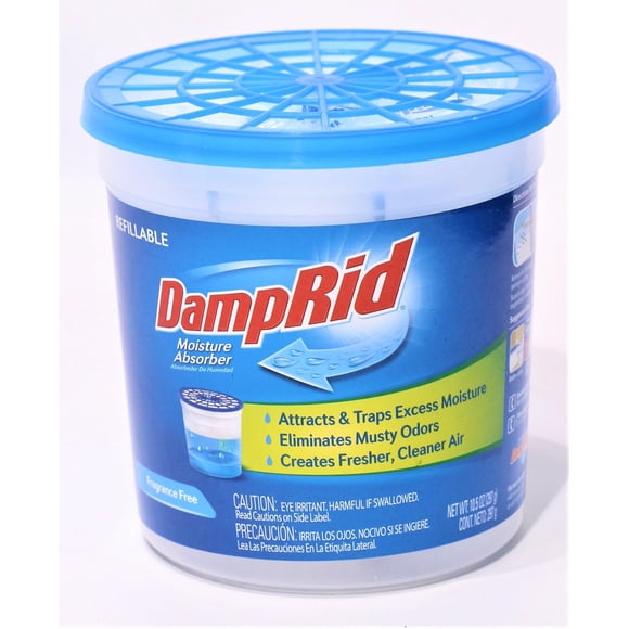 DampRid Refillable Moisture Absorber, 10.5 oz. Cups, 4 Pack, Fragrance Free, Traps Moisture for Fresher, Cleaner Air, No Electricity Requir