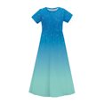 thumbnail image 3 of Robe d'Été Dégradée Scintillante pour Filles Manches Courtes Col Rond Robe Longue Fluide de Plage avec Poches pour 4-14 Ans, 3 of 8