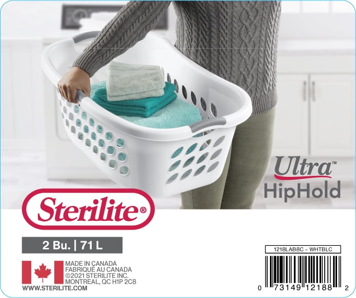Sterilite Panier à Linge Ergonomique 70L - Blanc