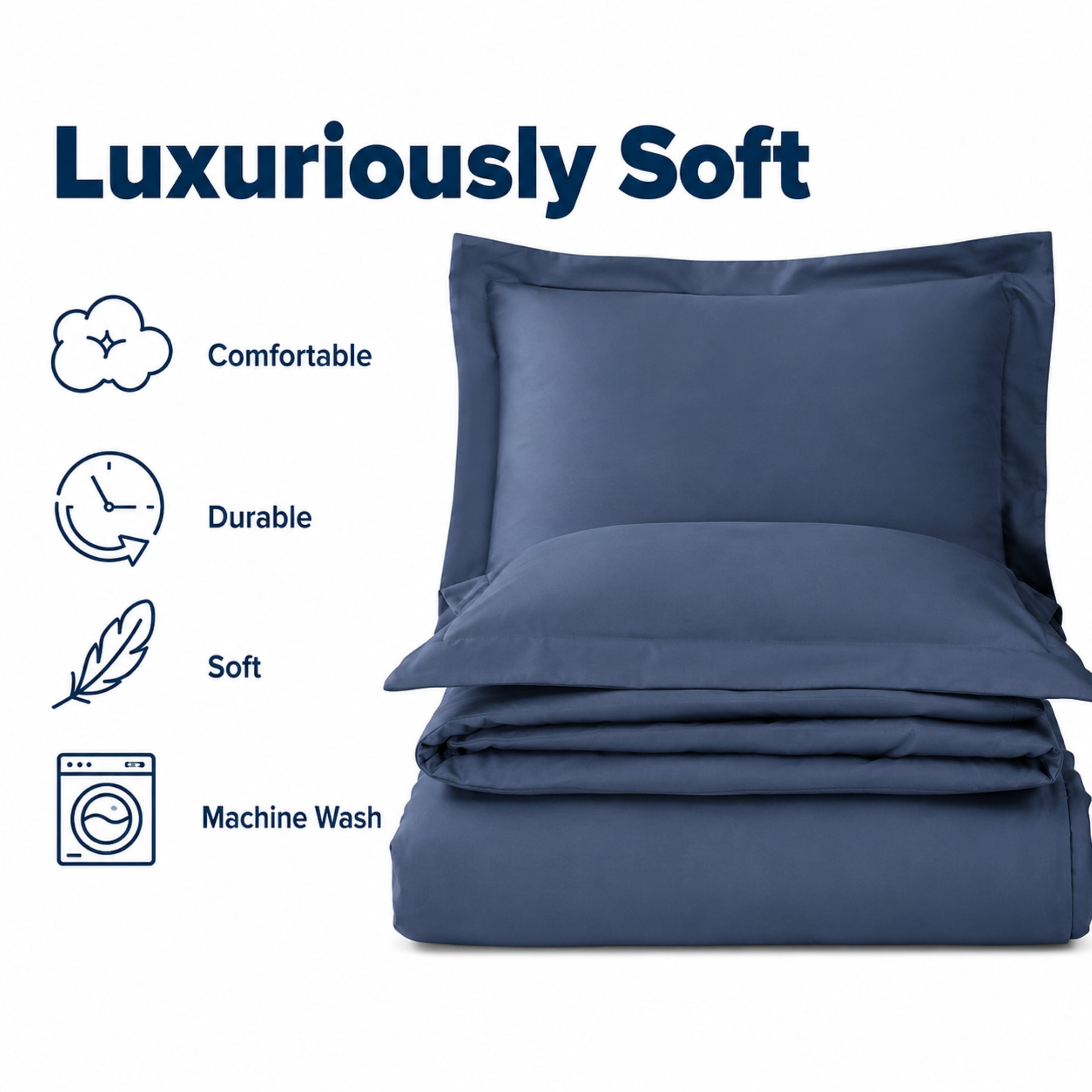 Swift Home Ensemble housse de couette unie ultra douce, Très grand lit, Indigo