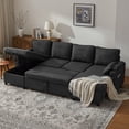 thumbnail image 1 of Innumia U-Shaped Convertible Sofa Bed with Storage, Dark Gray, 1 of 9