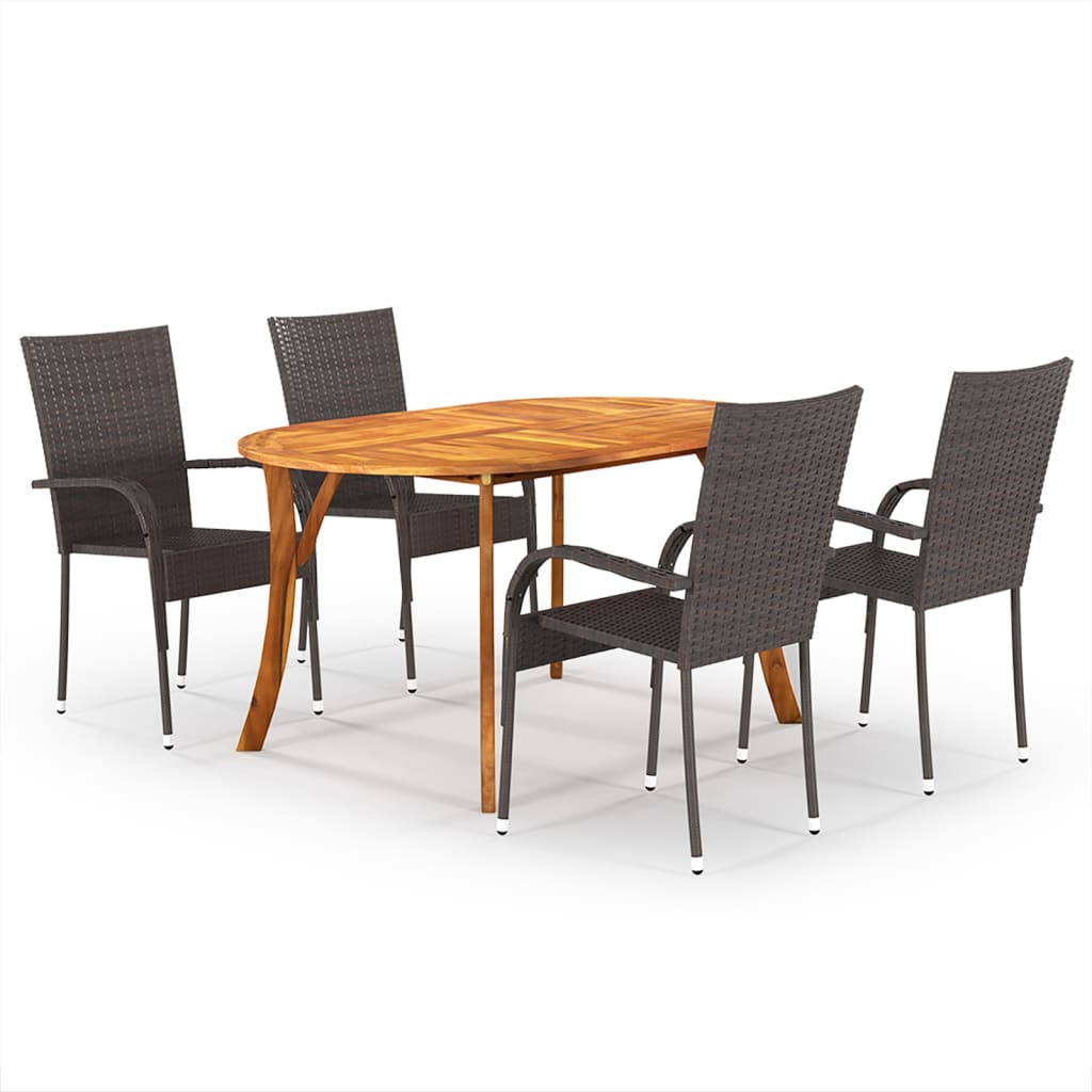 vidaXL Ensemble de Salle à Manger de Jardin 5 Pcs Brun