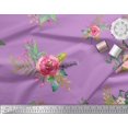thumbnail image 2 of Soimoi Modal Satin Fabric Leaves & Anemone Flower Decor Fabric Printed Yard 42 Inch Wide, 2 of 3