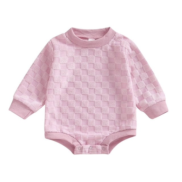 AherBiu Vêtements pour Nouveau-Né Fille Col Ras du Cou Manches Longues Vêtements pour Bébé Justaucorps Automne Barboteuses Tenues