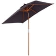 thumbnail image 1 of Outsunny 6.6x5ft Fir Wooden Patio Umbrella with Tilt Mechanism Bamboo Ribs, 1 of 11