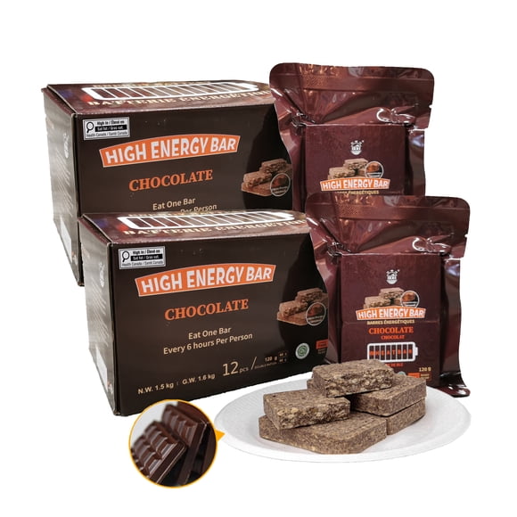 BDH Emergency Food Ration Chocolate flavor Compressed Biscuits 2x6840Calorie | 2.88kg/2box*12bags 20-year shelf-life High Energy Bar Survival Food MRE Compact Packaging