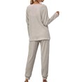 thumbnail image 3 of Innerwin Loungwear Elastic Waist Ladies Nightwear Sleep Drawstring With Pockets Sleepwear Gray XL, 3 of 6