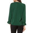 thumbnail image 3 of INSPIRE CHIC Blouse à Volants pour Femme, Élégante, Col en V, Manches Longues, Haut Habillé pour le Travail, m Vert, 3 of 8