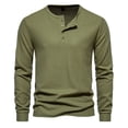 thumbnail image 1 of Yuyuzo Men Basic Tops Long Sleeve 1/4 Button Notch V Neck Cozy Fall Casual Shirts Blouse Solid Color, 1 of 6