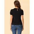 thumbnail image 4 of INSPIRE CHIC Blouse à Manches Bouffantes d'Été pour Femme à Col Peter Pan Noir P, 4 of 5