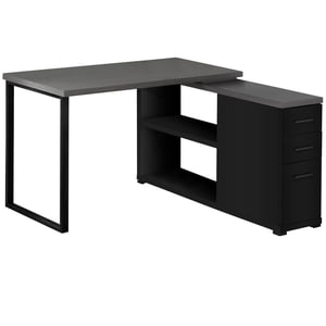 Monarch Specialties Bureau d'ordinateur, Bureau à la maison, Coin, Gauche, Installation droite, Tiroirs de rangement, Forme L, Travail, Ordinateur portable, Métal, Stratifié, Noir, Gris, Contemporain, Moderne