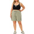 thumbnail image 2 of Unique Bargains Women's Plus Size Drawstring Elastic Waist Straight Leg Cargo Shorts, 2 of 6