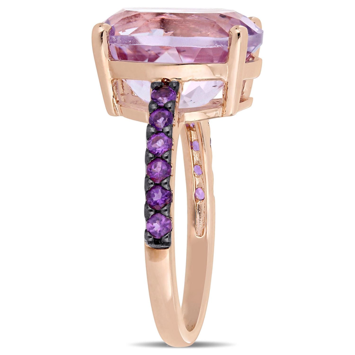 Tangelo 7-7/8 Carat T.G.W. Rose De France And Amethyst Plated Sterling Silver Cocktail Ring