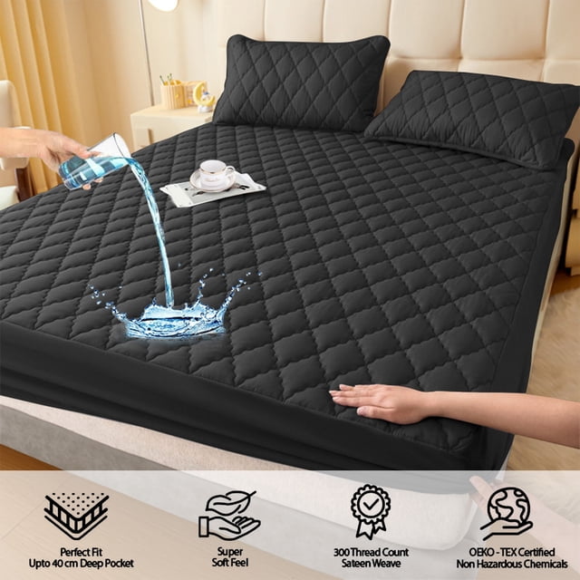 Cagogo under $5 Waterproof Bed Sheet, Waterproof Mattress Protector, Non Slip Fitted Bed Sheet, Full Coverage Mattress Cover, Soft Breathable Bedding Protection, Queen Size Mattress Encasement