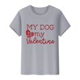 thumbnail image 4 of Tittly T-Shirts pour Femmes T-Shirts Graphiques Saint-Valentin Mon Chien Est Mon Valentin Imprimé Chandail Décontracté Imprimé Col Rond T-Shirt Chandail pour Femme T-Shirt T-Shirts Chemises Hauts pour Femmes Gris P, 4 of 8