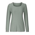 thumbnail image 3 of Timegard Hauts à Oeillets pour Femmes Col Rond Manches Longues Bouffantes T-Shirts Transparents Chic Décontracté Hauts Amples, 3 of 5
