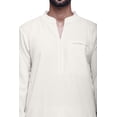 thumbnail image 3 of Atasi Kurta à Manches Longues pour Hommes en Coton Satin Uni Col Mandarin Chemise Décontractée, 3 of 7