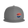 thumbnail image 3 of DouZhe Flat Brim Cap Chapeau Snapback Plage d'Été Coucher de Soleil Palmiers Imprime Réglable Gris Adulte Baseball Cap, 3 of 6