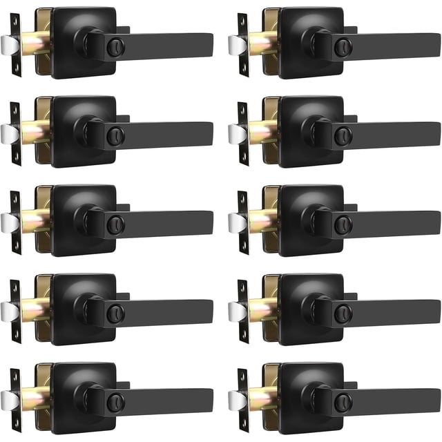 Poignées de Porte Mate Intérieures Carrées Leviers de Porte Intimité Mate Poignée de Porte Sans Clé Intérieure Levier Droit Moderne pour Chambre et Chambre Réversible pour Côté Droit/gauche